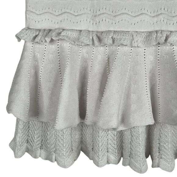 Jonathan Simkhai White Classic Knit Ruffle Layered Mini Skirt Size Medium New! - Picture 2 of 6